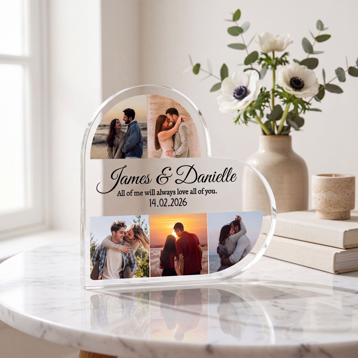 Personalised Heart Acrylic Plaque - Couple Gift - All of Me Loves All of You