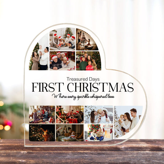 Custom Memories of First Christmas Heart Acrylic Plaque