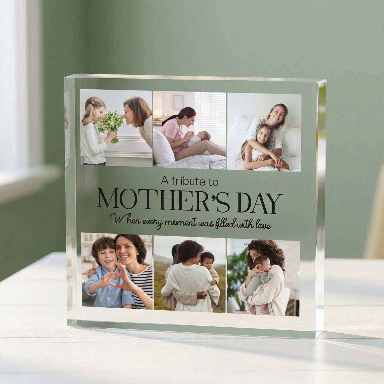 Custom Mother’s Day Multi-Photo Acrylic Plaque – 6 Photo Tribute Gift