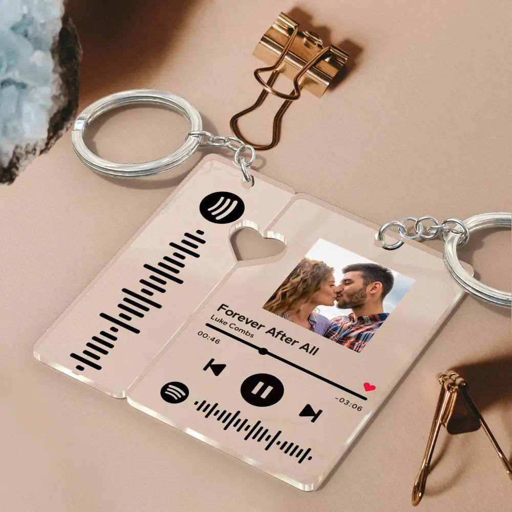 Personalised Scannable Music Code Gift with Picture Keychain