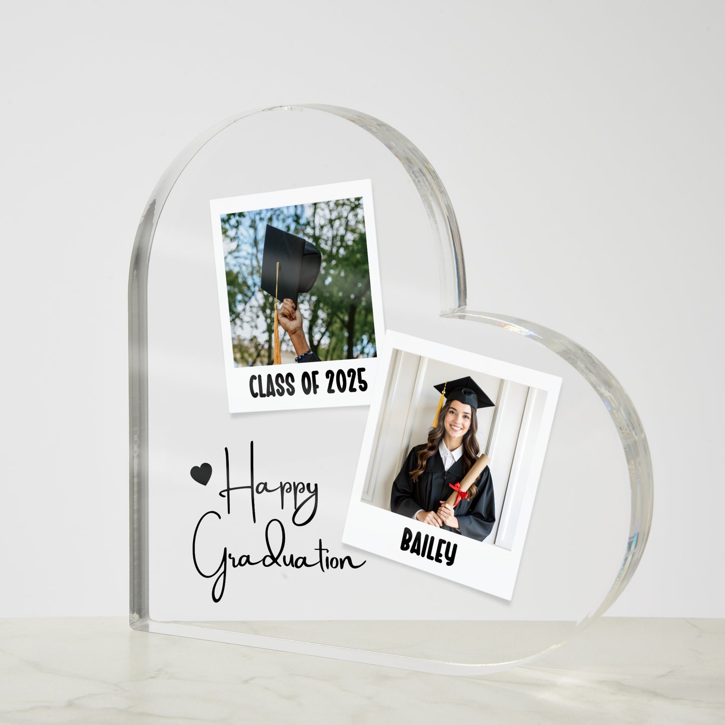 Polaroid Graduation Heart Acrylic Plaque