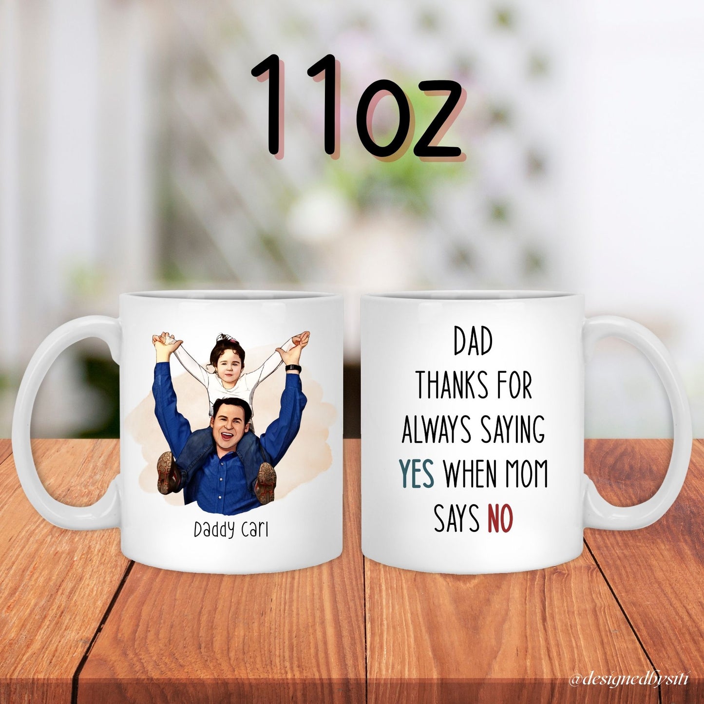 Custom Cartoon Dad Saying Yes Mom Says No Mug