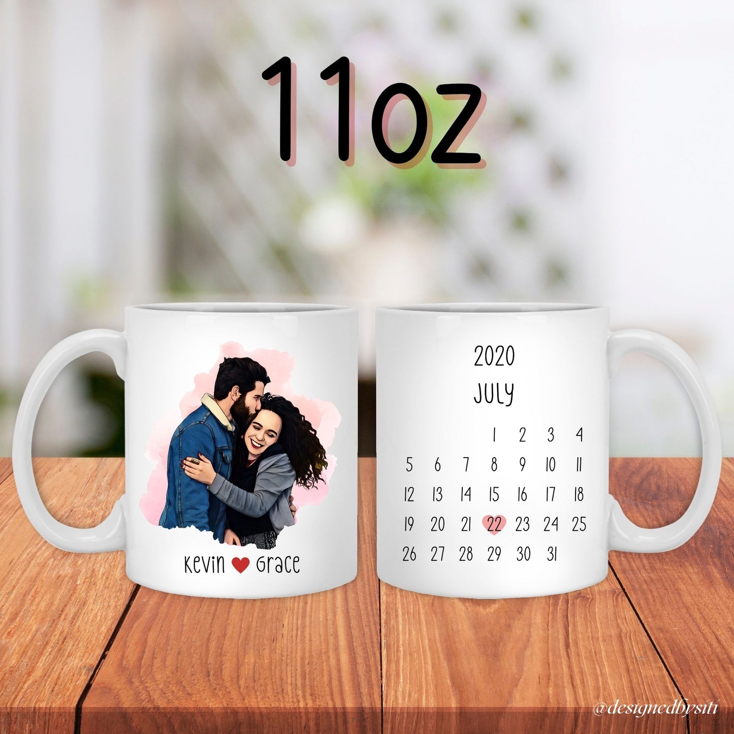 Custom Cartoon Couple Photo with Anniversary Date