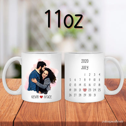 Custom Cartoon Couple Photo with Anniversary Date