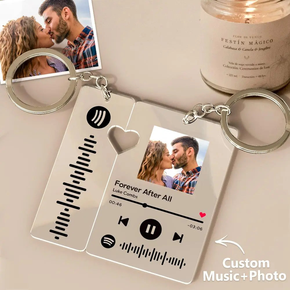 Personalised Scannable Music Code Gift with Picture Keychain