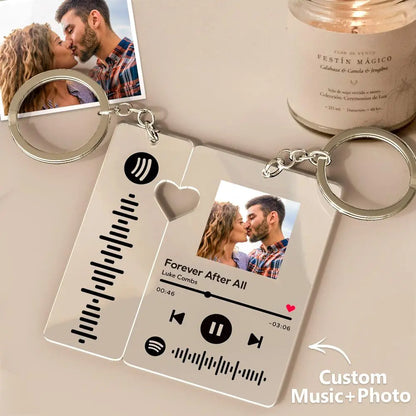 Personalised Scannable Music Code Gift with Picture Keychain