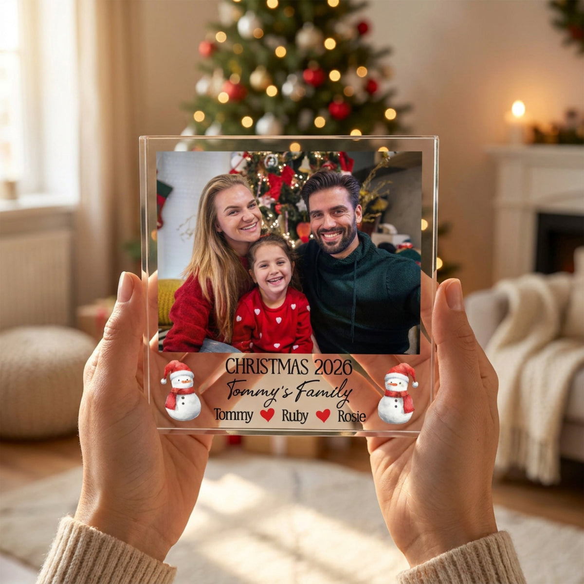Personalised Acrylic Plaque - Family Christmas Gift - Santa Snowman Names 2026