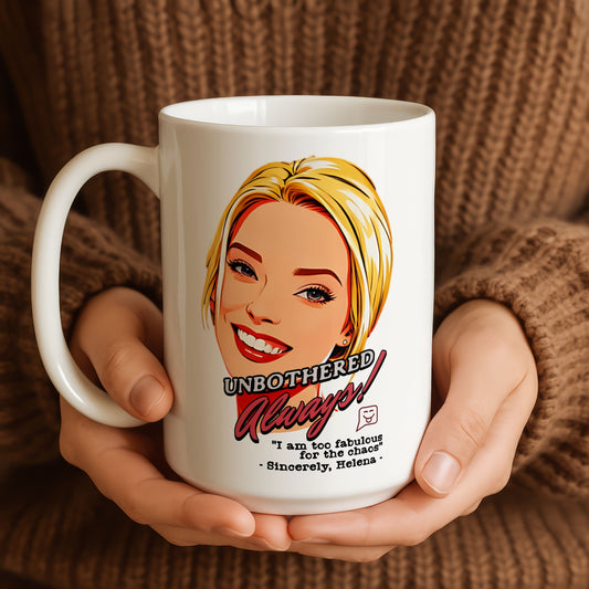 Custom Cartoon Photo Mug - Personalized Portrait Coffee Mug Gift - Unbothered Always Funny Quote