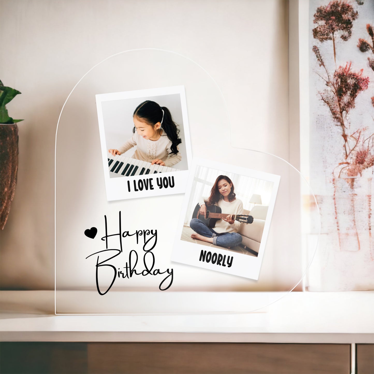 Custom Polaroid Photo Birthday Heart Acrylic Plaque Gift