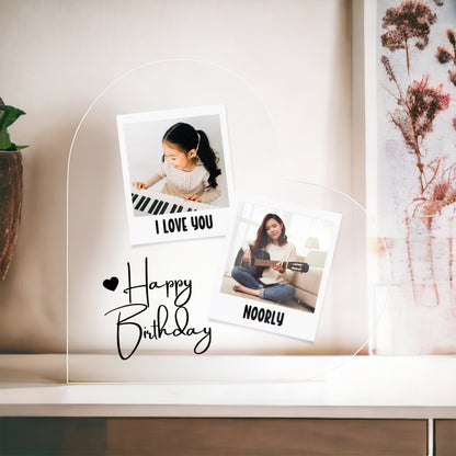 Custom Polaroid Photo Birthday Heart Acrylic Plaque Gift