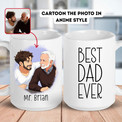 Custom 11oz and 15oz Cartoon Photo Best Dad Ever Mug