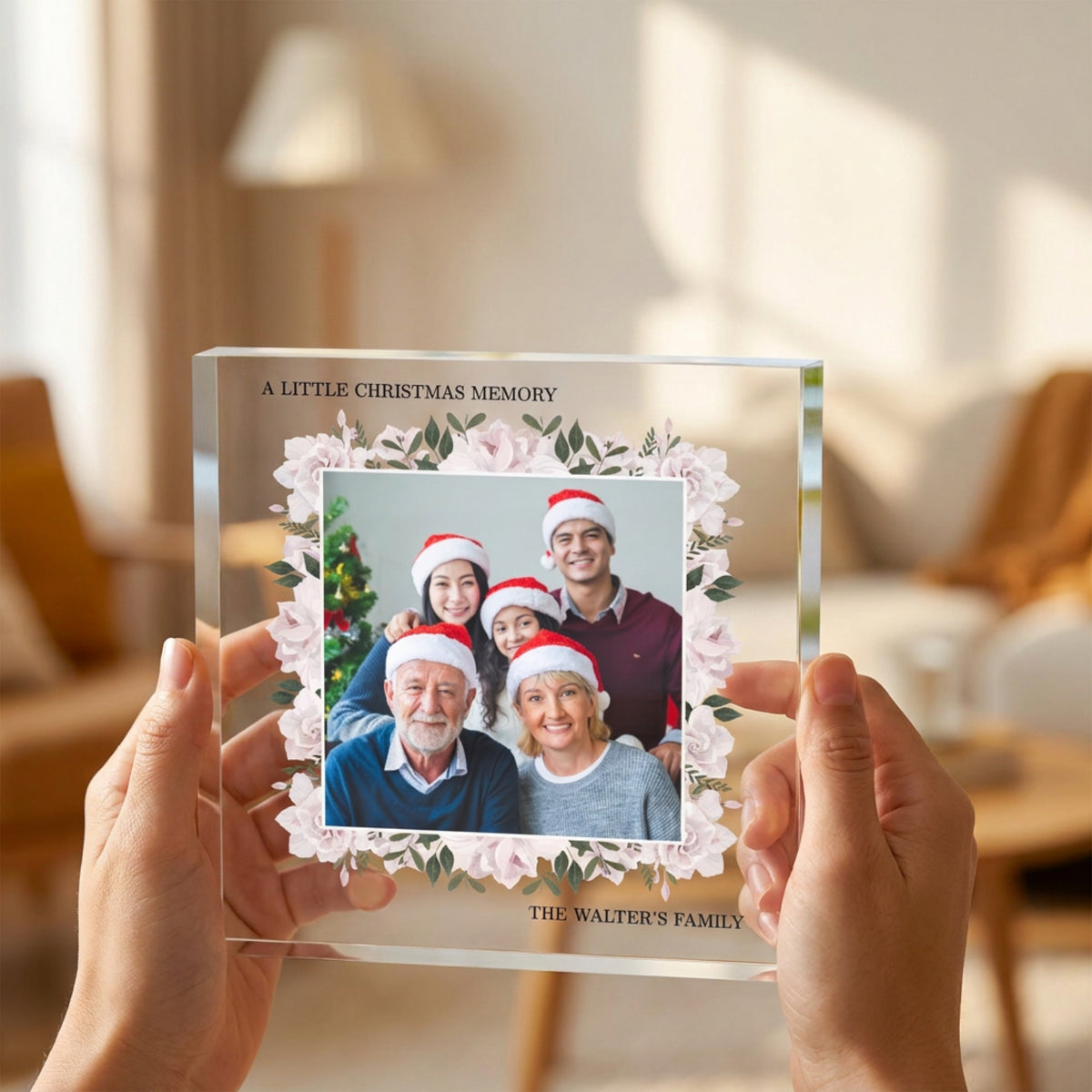 Personalised Acrylic Photo Block, Family Christmas Gift - A Little Christmas Memory