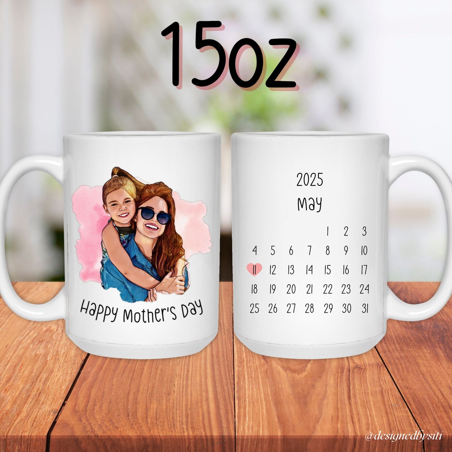 Custom Cartoon Photo Calendar Mother's Day Mug