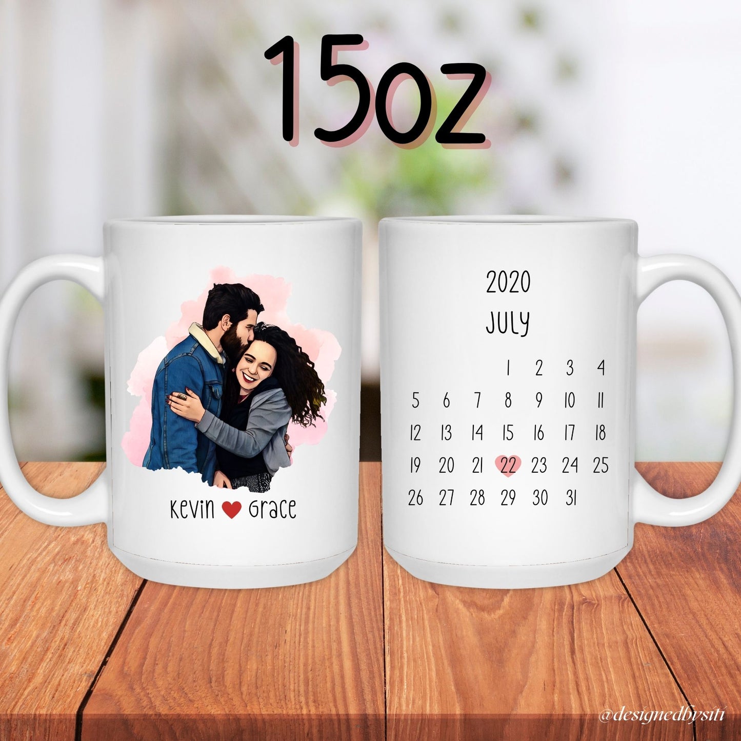 Custom Cartoon Couple Photo with Anniversary Date