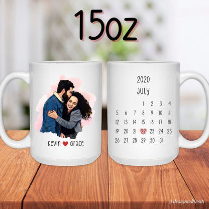 Custom Cartoon Couple Photo with Anniversary Date