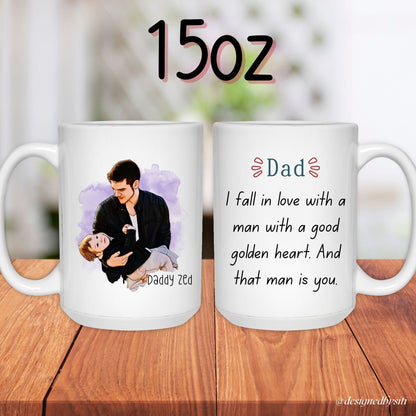 Custom Cartoon Photo with Custom Wishes for Dad Mug