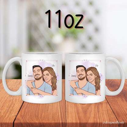 Personalised Cartoon Photo Couple Mug