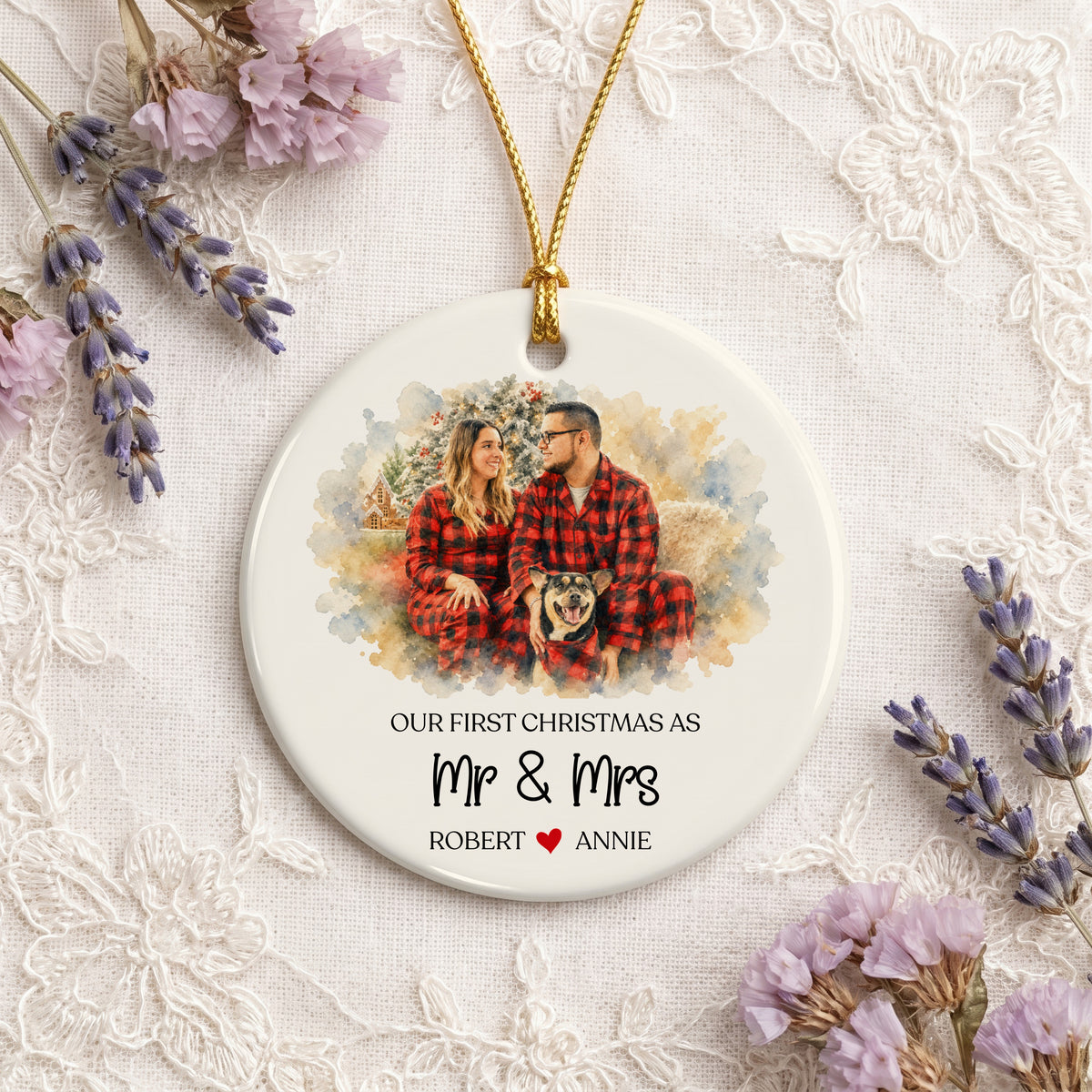 Personalised Couple Ornament - Gift for Newlyweds - Our First Christmas as Mr & Mrs