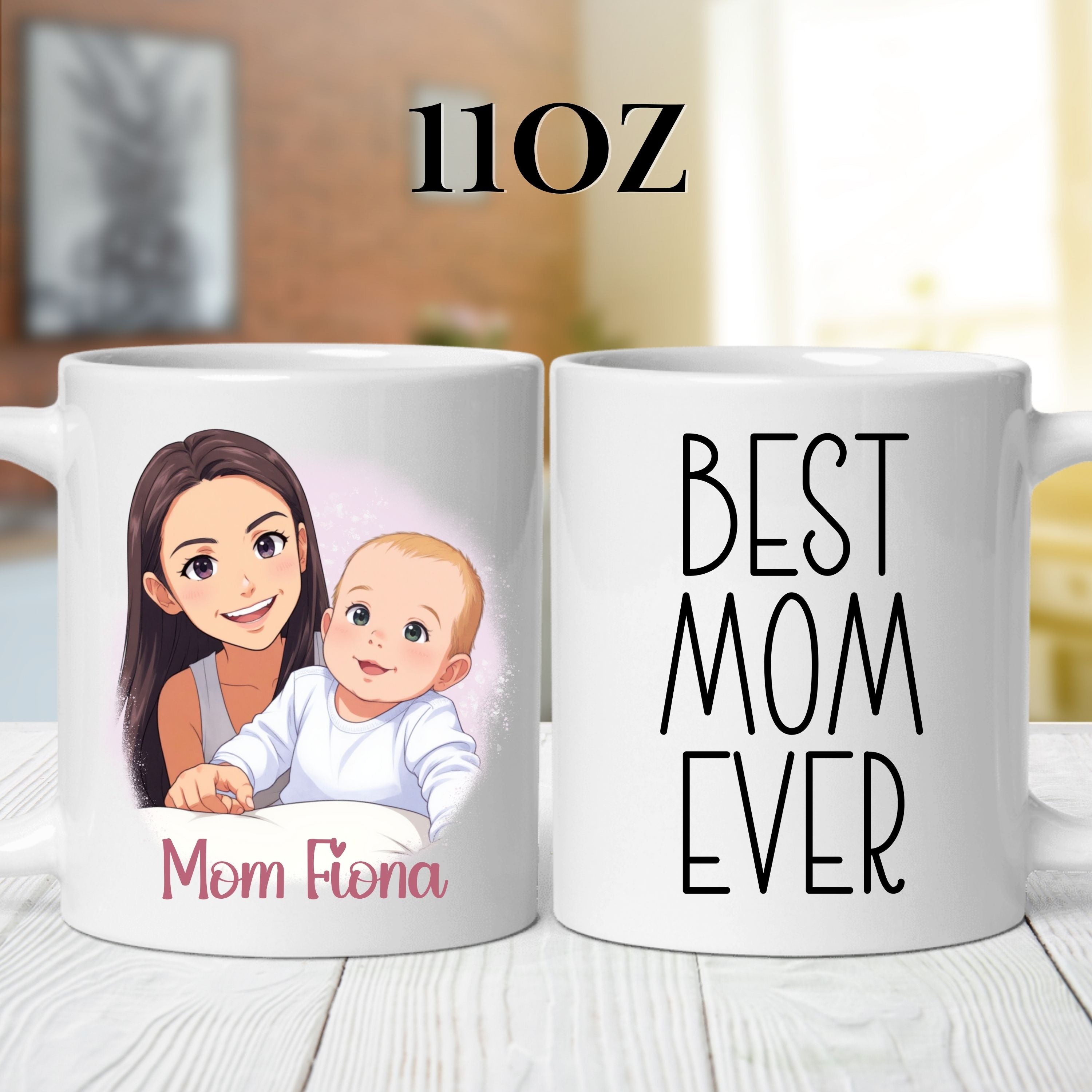 Custom 11oz and 15oz Cartoon Photo Best Mom Ever Mug