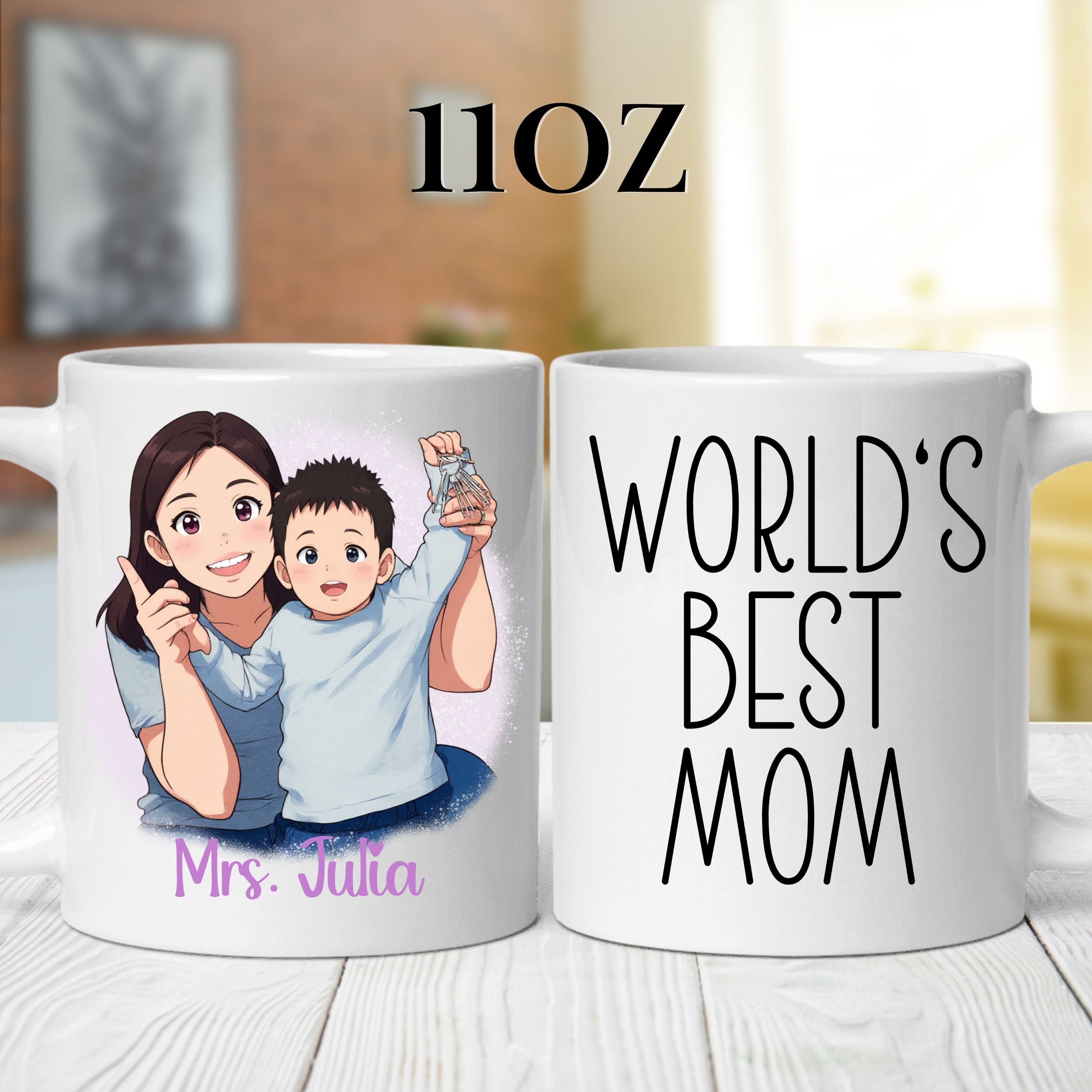 Custom 11oz and 15oz Cartoon Photo Worlds Best Mom Mug