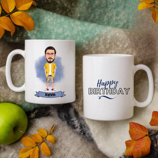 Personalised Caricature Birthday Mug for Men