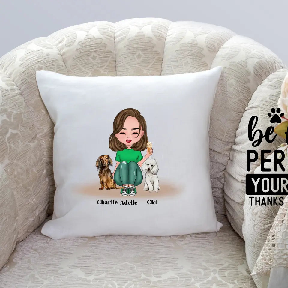 Personalised Dog Mom Square Pillow Front and Back