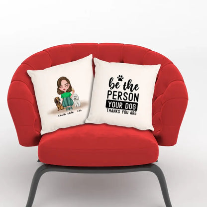 Personalised Dog Mom Square Pillow Front and Back