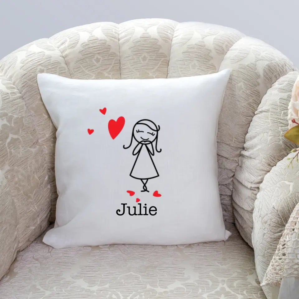 Couple Blowing Heart Pillow (Female)