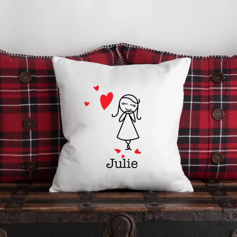 Couple Blowing Heart Pillow (Female)