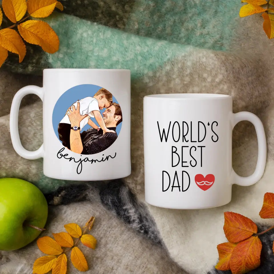 Custom Cartoon Photo World's Best Dad Mug