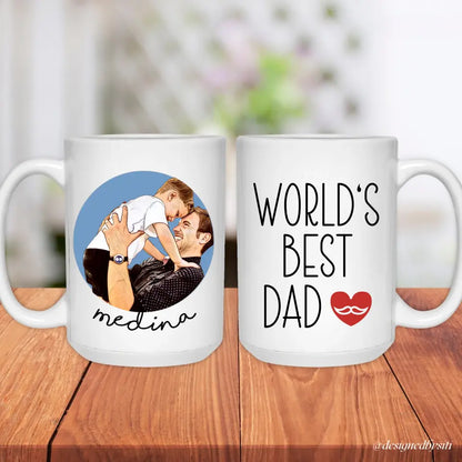 Custom Cartoon Photo World's Best Dad Mug