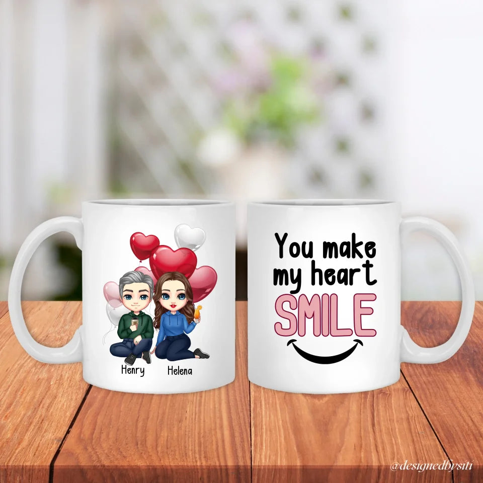 Custom Chibi You Make My Heart Smile Mug