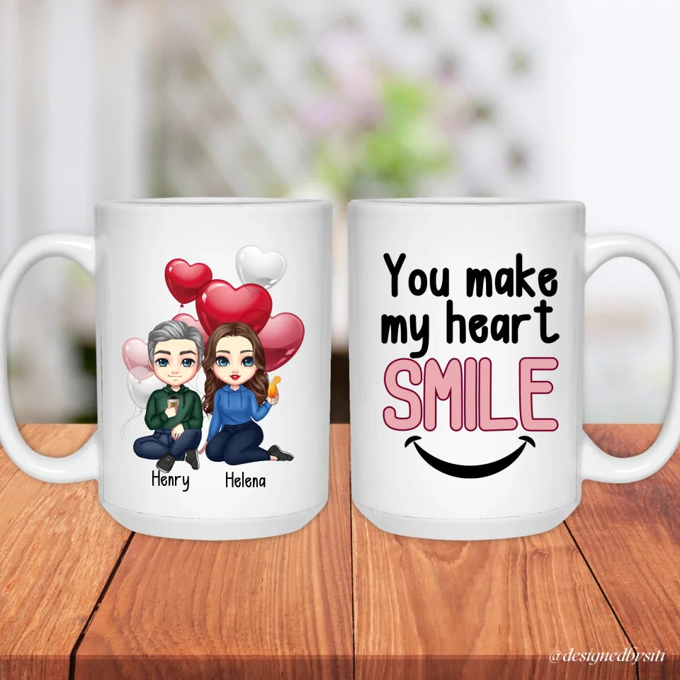 Custom Chibi You Make My Heart Smile Mug