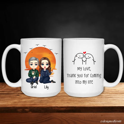 Custom Couple Chibi Thank You for Coming into My Life Mug