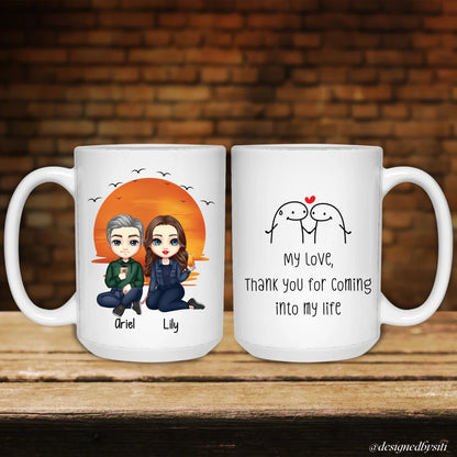 Custom Couple Chibi Thank You for Coming into My Life Mug