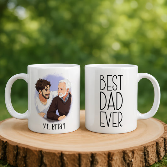 Custom 11oz and 15oz Cartoon Photo Best Dad Ever Mug