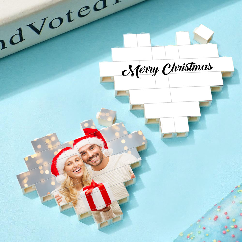 Personalised Heart Shaped Photo Block for Christmas