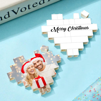 Personalised Heart Shaped Photo Block for Christmas