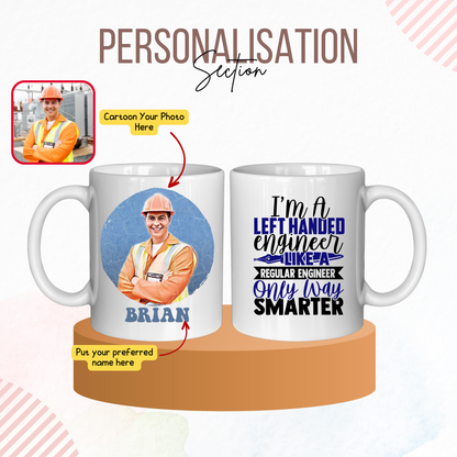 Custom Left Hander Engineer Cartoon Photo Mug