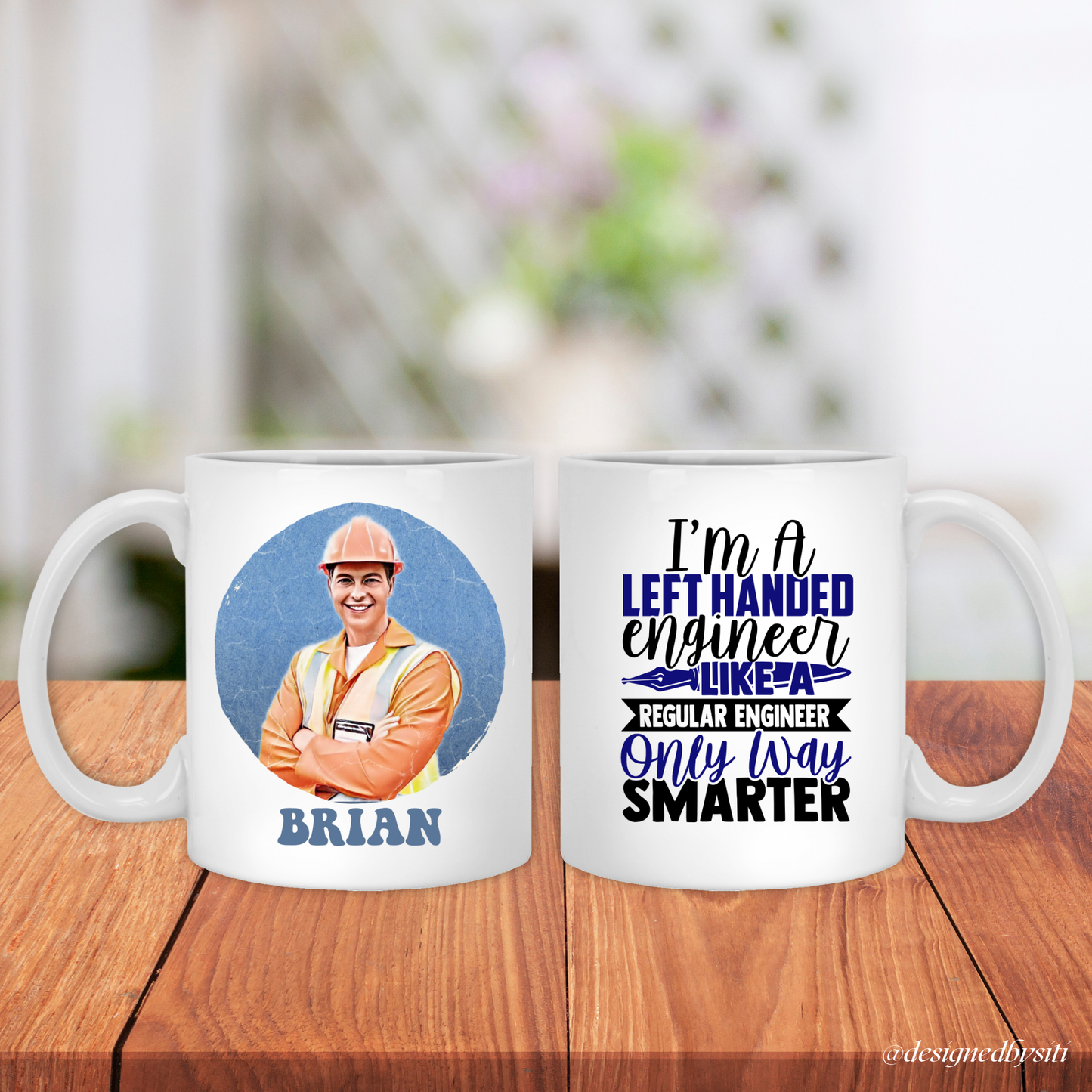 Custom Left Hander Engineer Cartoon Photo Mug