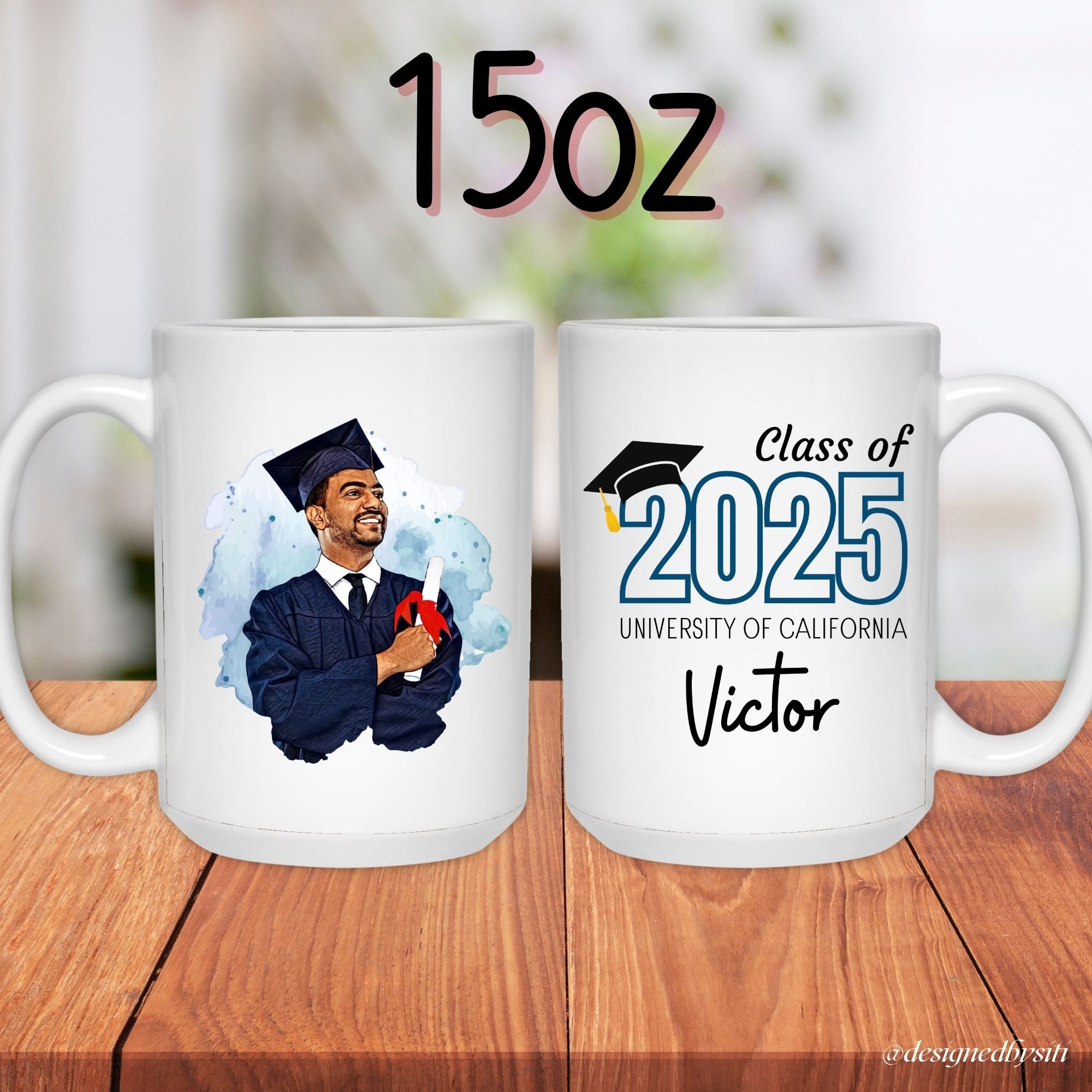 Personalized cartoon portrait mug for graduation gift