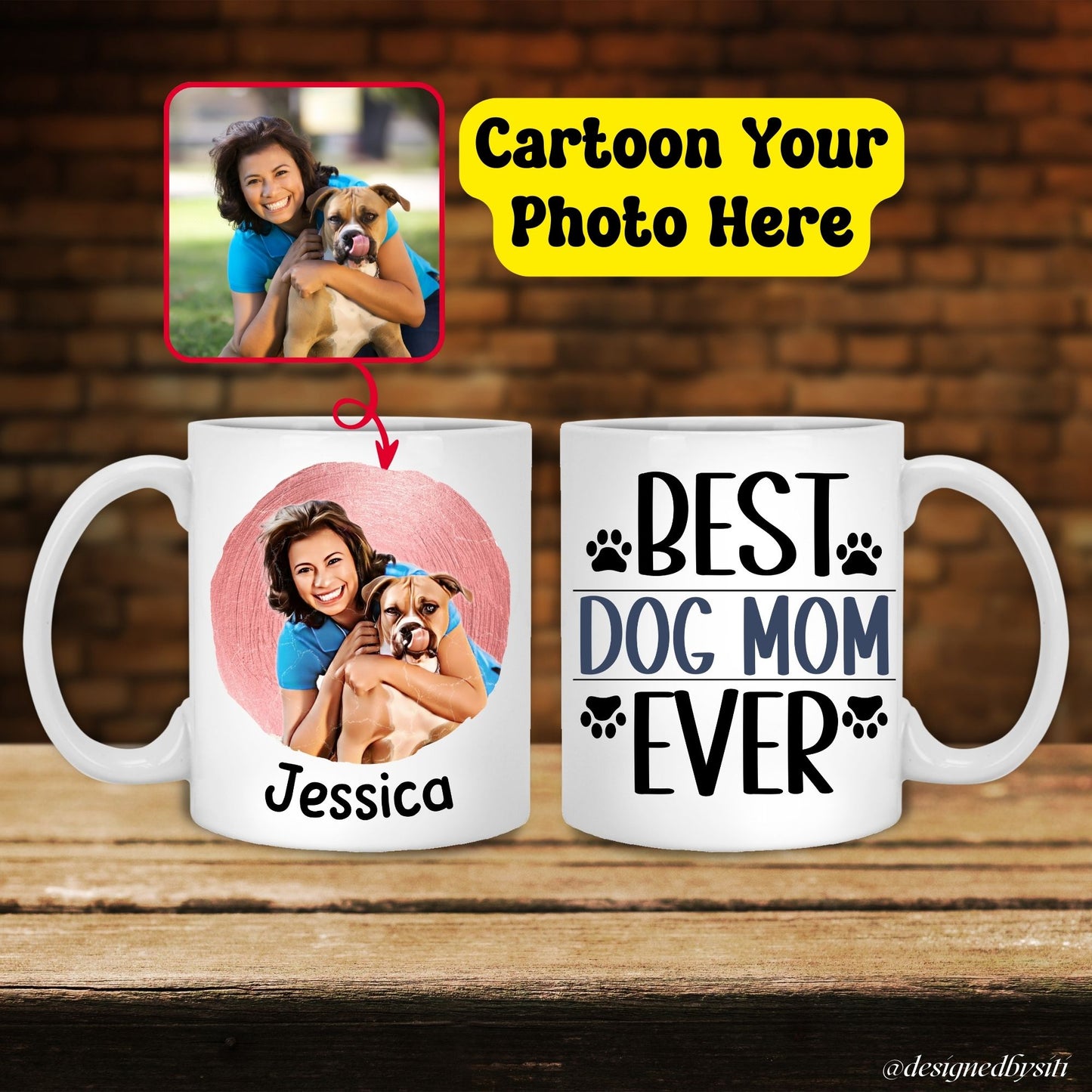 Custom 11oz and 15oz Cartoon Photo Best Dog Mom Ever Mug