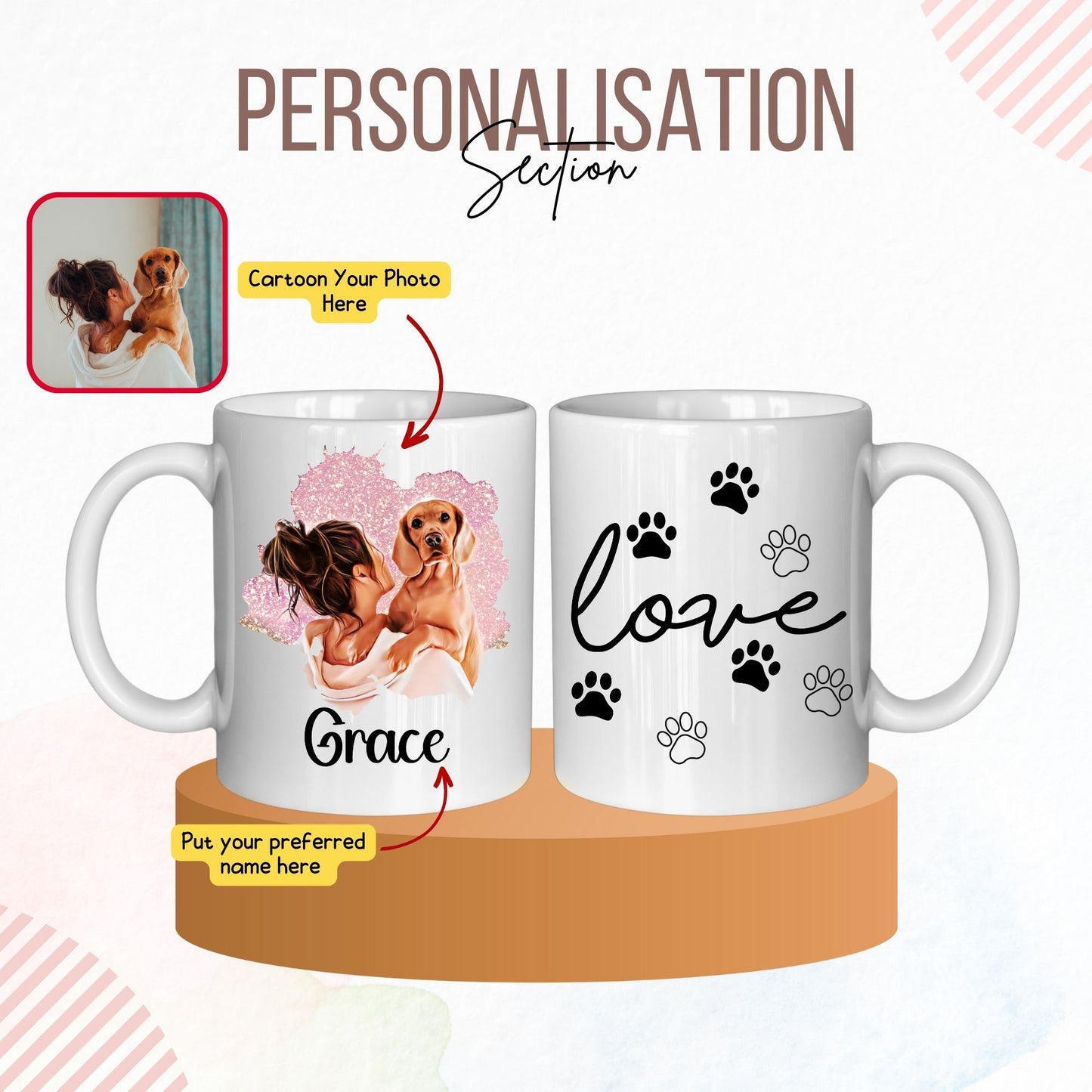 Custom 11oz and 15oz Cartoon Photo Love Dog Mom Mug