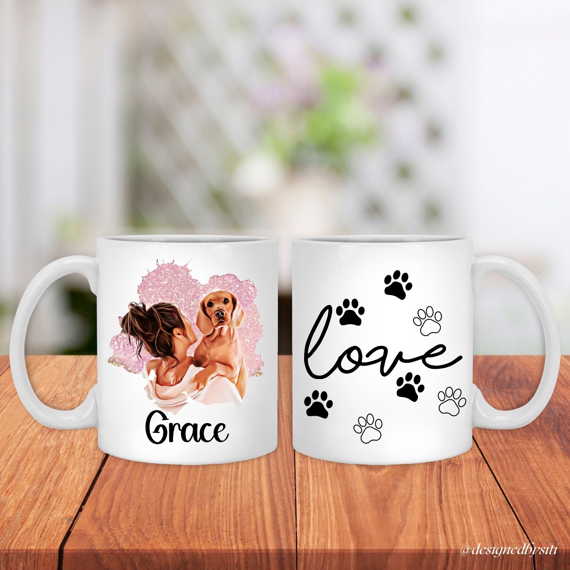 Custom Cartoon Photo Love Dog Mom Mug