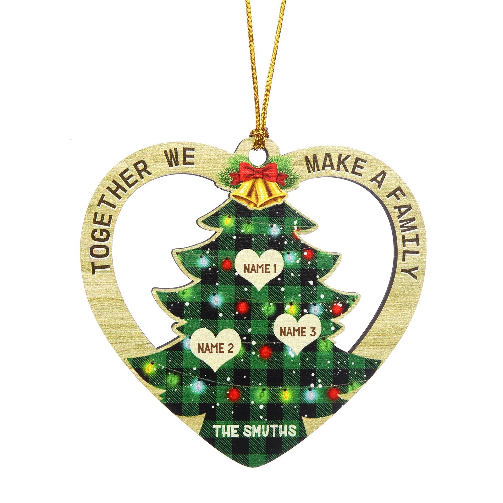 Custom Christmas Heart Ornament with Names DesignedbySiti