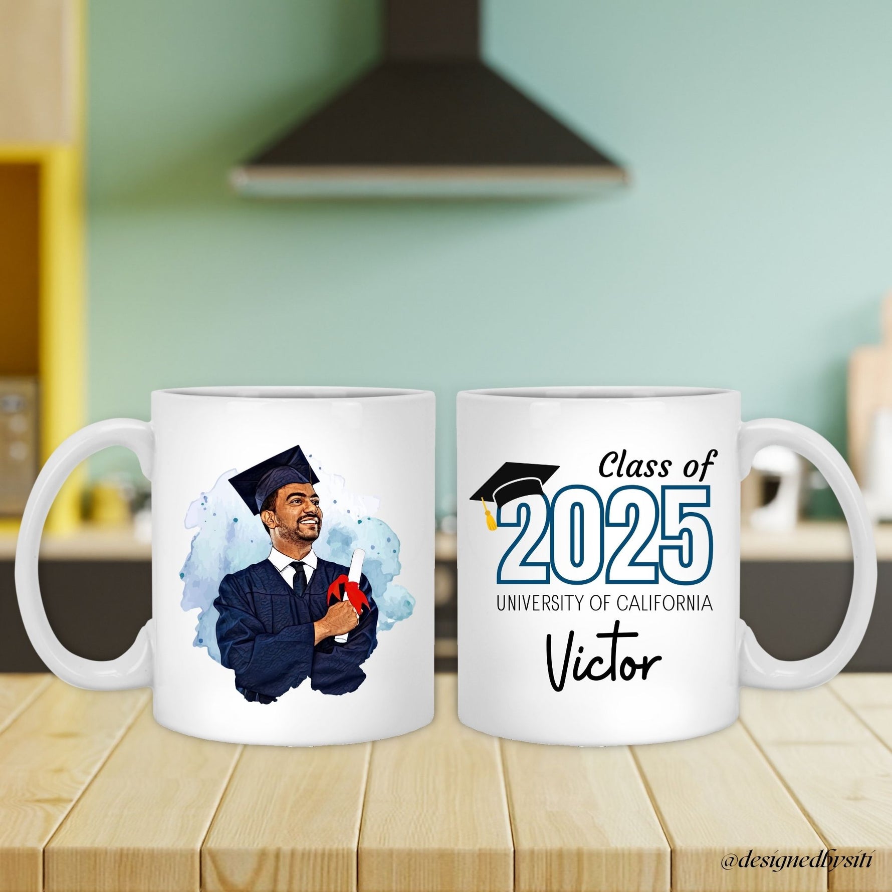 Custom class of Year mug with graduate illustration