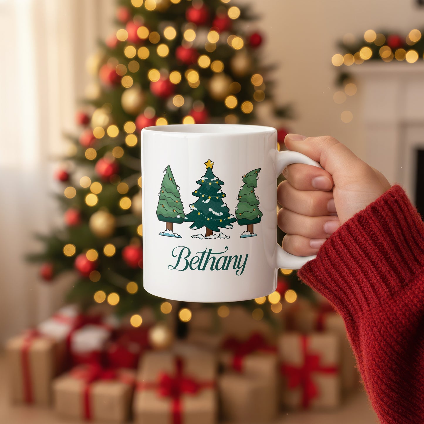 Custom Name Christmas Tree 11oz and 15oz Mug