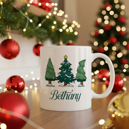 Custom Name Christmas Tree 11oz and 15oz Mug