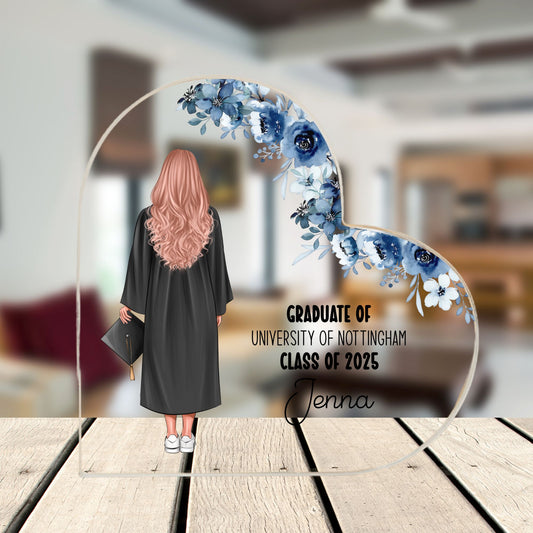 Personalisation Girl Class of Graduation Heart Acrylic Plaque