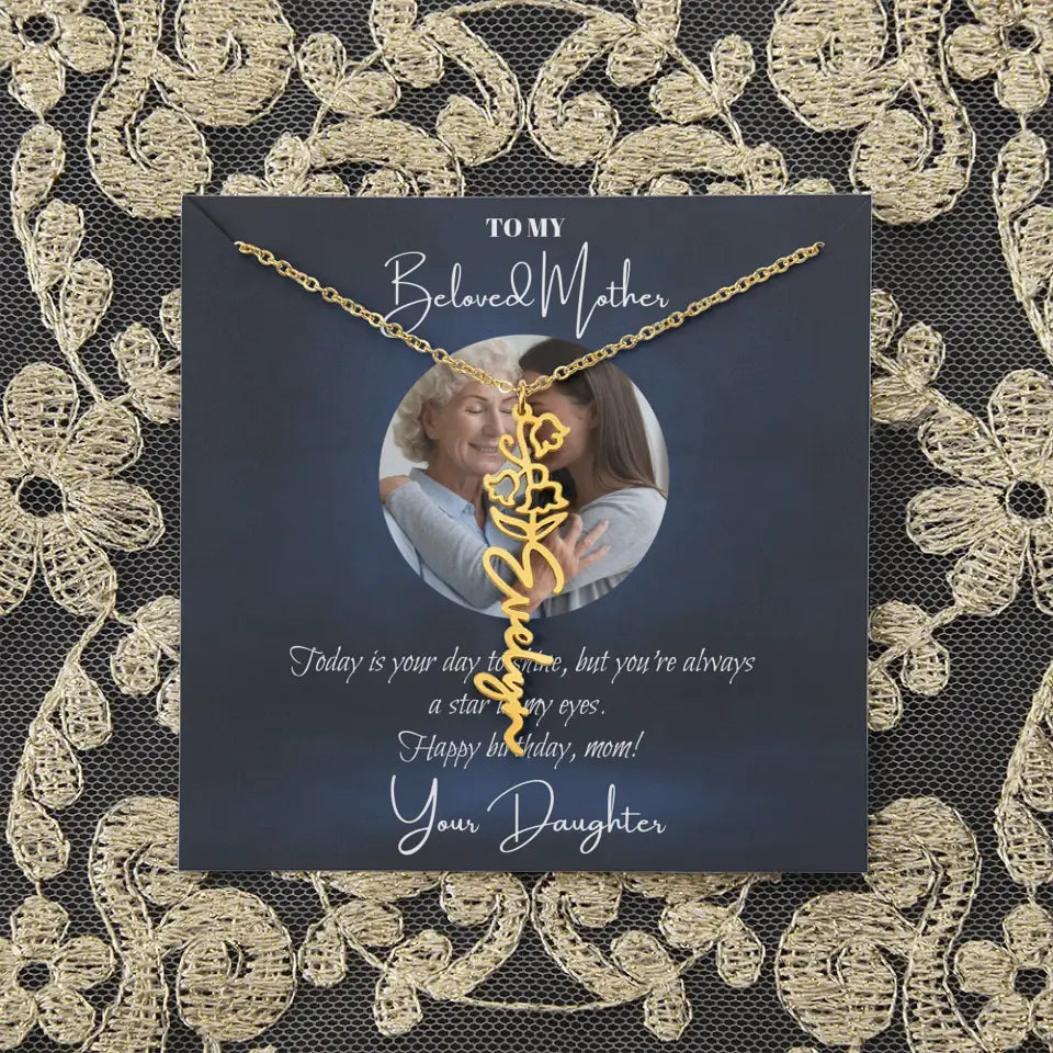 Mom Daughter Birth Flower Necklace DesignedbySiti